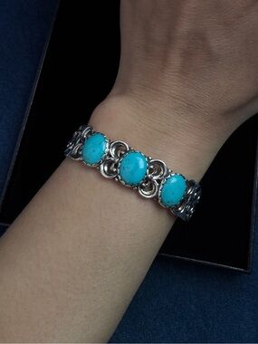 Carolyn Pollack Relios 925 Sterling Silver Turquoise Cuff Bracelet